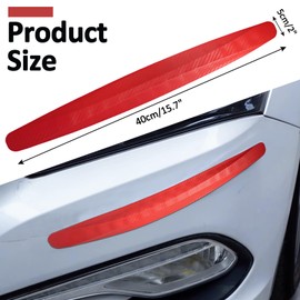Bonsicoky 4 Pack Red Bumper Guard Strip - Anti-Collision Patch Car Bumper Guard Strip - Front and Rear Bumper Protector for Car