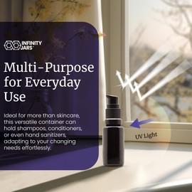 Infinity Jars Ultraviolet Glass Push Pump Bottle 20 Ml (.67 fl oz) Refillable Containers for Lotion Homemade Cosmetics Make-up Skin Care Cream, Lotion, Shampoo, Conditioner Dispenser Bottles