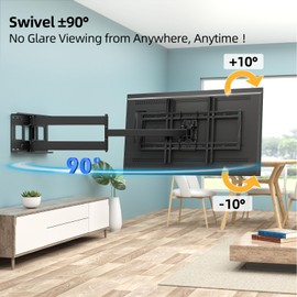 HCMOUNTING Long Arm TV Wall Mount for 42-80 inch TVs, Full Motion with 43 inch Extension Articulating Arms, Swivel and Tilt TV Bracket, Holds up to 110 lbs, Max VESA 600x400mm