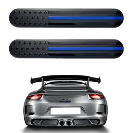 TOBENBONE 2PCS USA American Metal Flag Car Decal Emblem, 3D Metal Adhesive Auto Fender Bumper Badge Stickers, Fit for Auto SUV Truck Motorcycle (Black/Blue)