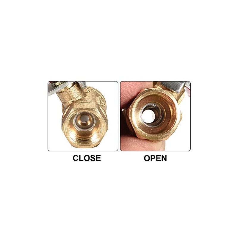 sourcing map Brass Air Ball Valve Shut-Off Switch 1/4 Inch