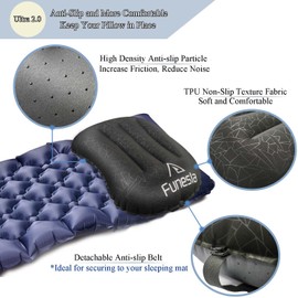 Funesla Ultralight Camping Pillow, Compact Anti-Slip Inflatable Travel Pillow, Small Inflatable Pillow for Camping Backpacking Beach Fishing, Blow Up Pillow for Adults Kids -Ultra 2.0 Black
