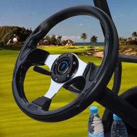 Jaxpare Universal Golf Cart Steering Wheel For Club Car,EZGO,Yamaha,Star Car and Other Brands Golf Carts and Boats as well.Adapter Sold Seperately. (Steering Wheel - ClassicBlack)
