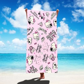 International Best-Selling Cartoon Kitty Cat Microfiber Beach Towel with Stylish Border Print Al211016428 + 80x160CM 4ea