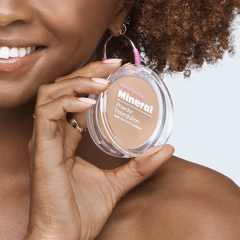 Ruby Kisses Mineral Pressed Powder Foundation, Medium to Full Coverage