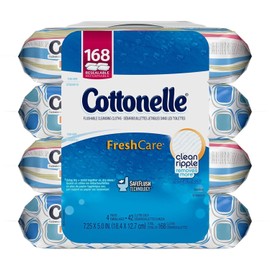 Cottonelle FreshCare Flushable Cleansing Cloths 168 Count Total 4 Packs