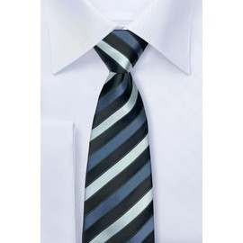 RETREEZ 3 Color Stripe Microfiber Woven Men's Tie Necktie - Many Colors Available, black & grey