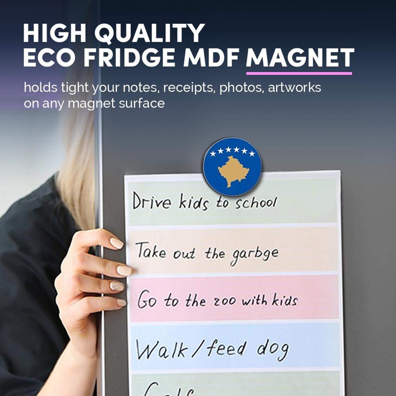 1 x Round MDF Magnet - Kosovo Flag Map 9043