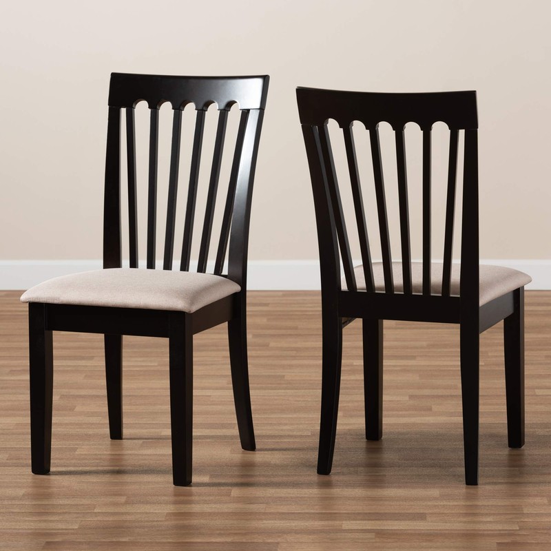 Baxton Studio Set of 2 164-10521-AMZ Dining Chairs, Sand/Dark Brown
