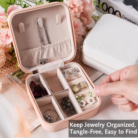 Luxiremi Jewellery Box for Women,Portable Jewelry Box Organizer PU Leather Mini Travel Jewelry Storage Case for Rings Earrings Necklace Bracelets Jewelry Gift for Women Girls (white)