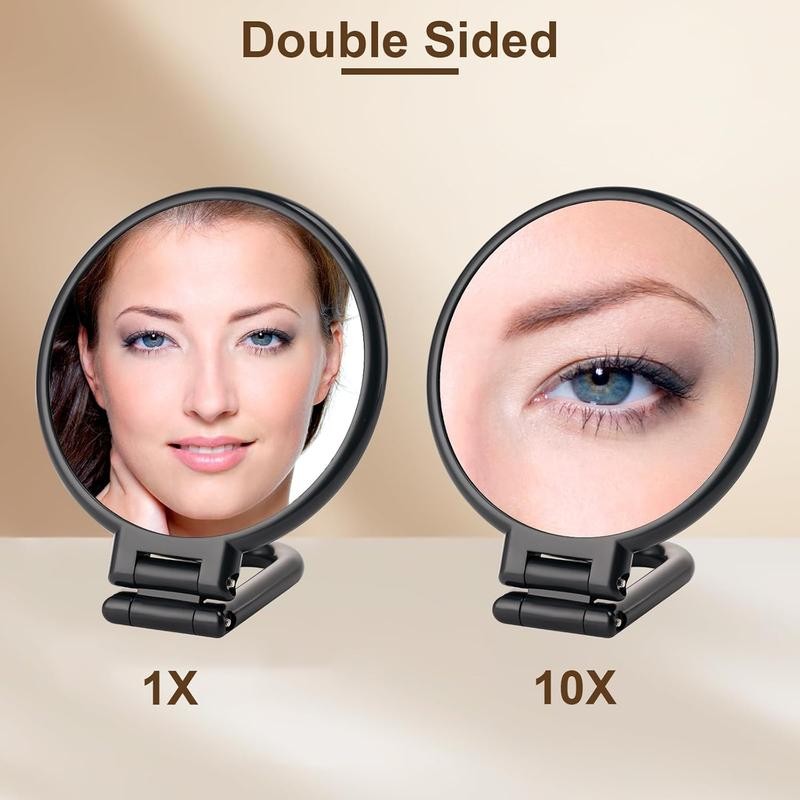1X/10X Magnifying Handheld Mirror Double Sided, Foldable Travel Makeup Mirror,