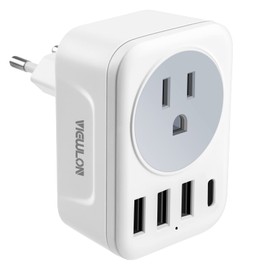 VIEWLON European Plug Adapter Canada US to Europe Travel Essentials, International Travel Adapter for Europe - Type C