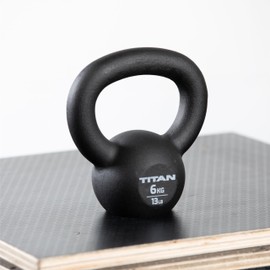 Titan Fitness 6 KG Cast Iron Kettlebell, Single Piece Casting, KG and LB Markings, Full Body Workout