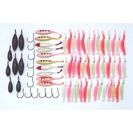 Stainless Steel 70 Piece Drop Shot Kit, 10 X Shads, 40 Glow Shrimps, 12 X Hooks, 8 X Mixed Weights for Pike Fishing