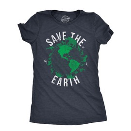 Womens Save The Earth T Shirt Funny Awesome Earth Day Mother Nature Animal Lover Tee for Ladies Funny T Shirts Cool Environmental Top Women's Novelty Tees Navy - S