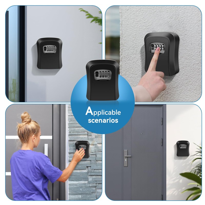 Weatherproof Heavy-Duty Wall-Mounted Key Lock Box with 4-Digit Combination and