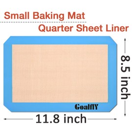 Goalfly Small Silicone Baking Mat Sheet (11.8 x 8.5 IN), 3 Pieces Baking Mat Set, Reusable Silicone Mat for Oven, Toaster, Baking Tray, Baking Pan (Red, Blue, Grey)