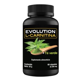 EVOLUTION, L-Carnitina, Suplemento Alimenticio, Antioxidante, Sin Gluten, Sugar Free, Pre Workout, Sin Sabor, 30 Cpsulas, 500mg por Cpsula            