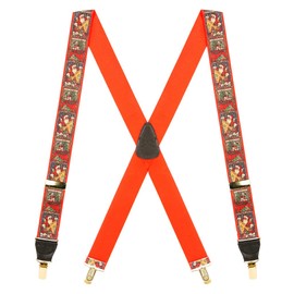 Suspender Store Novelty Kris Kringle Suspenders - 1.5-Inch Wide Elastic - X-Back - Brass Clip - 60" for 6'4" to 6'9" tall
