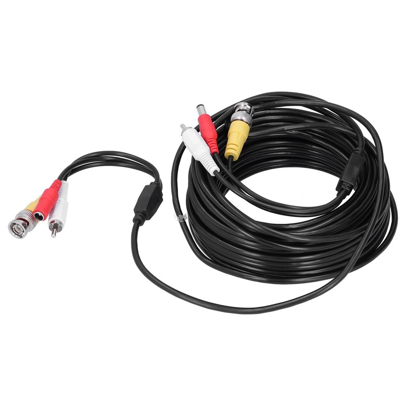 Portable CCTV Cable 3-In 1 Video Audio Power Cord BNC+RCA+DC