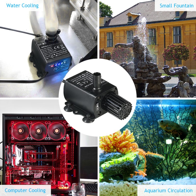 Decdeal Ultra-quiet Mini DC12V 10W 400L/H Lift 400cm Brushless Water