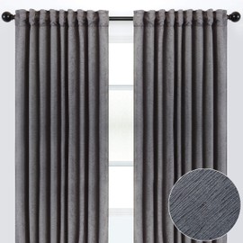 Chanasya 2-Panel Solid Embossed Elegant Textured Curtains for Windows Living Room Bedroom - Luxurious Partial Room Darkening Window Treatment Drapes for Privacy & Decor - 52 x 96 Inch Long - Dark Gray