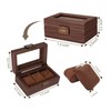 3 Slot Watch Display Case Wood Detachable Pillow Glass Cover