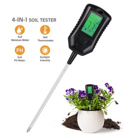 Multifunctional High Accurancy Soil PH Tester Soil Moisture/PH/Temperature Sunlight Intensity Testers Garden Planting Soil Detector Soil PH Test Tool Handheld Soil Detect Device