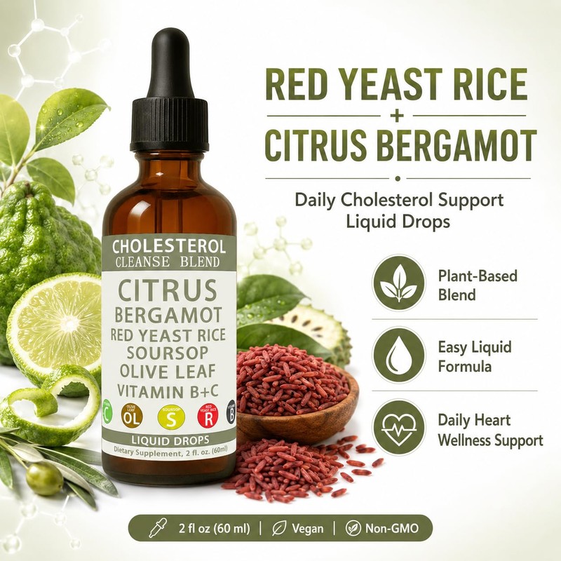 Red Yeast Rice Drops - Cholesterol Support Blend with Citrus,