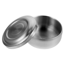 NOLITOY 2pcs Men's Shaving Bowl Lid Stainless Steel Shaving Soap Bowl for Bathroom Grooming