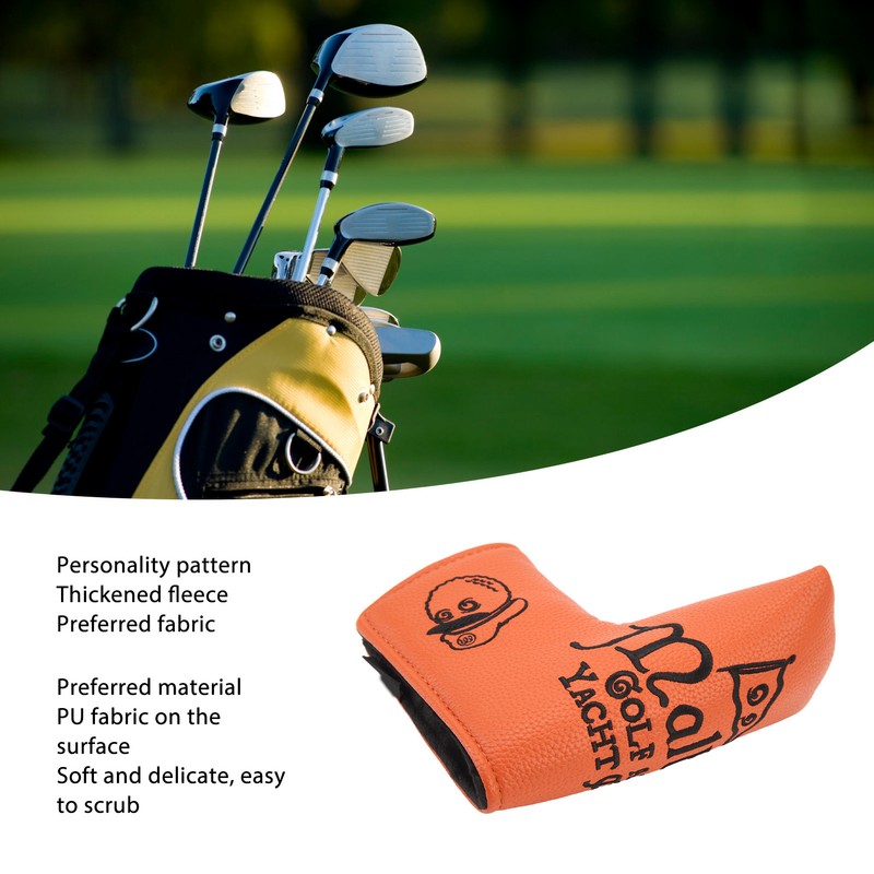 Golf Putter Headcover Orange Sailor's Hat Pattern PU Waterproof Surface