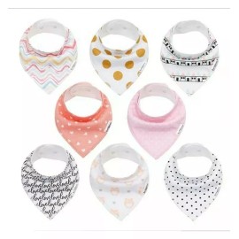 Baby Bandana Drool Bibs For Girls, Organic, 8 Pack Baby Shower Gift Set