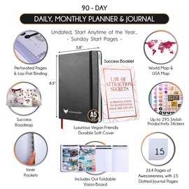 Gratitude Journal - A 5 Minute Journal, A 90 Days Planner, Creating Your Dream Life, Positivity, Affirmation & Happiness - Manifestation Journal, Vision Board, Undated Daily Journal for Women & Men