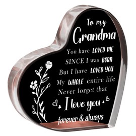 Grandma Gifts, Grandma Birthday Gifts, to My Grandma Heart Acrylic Desk Decor Present 3.9x3.9 Inches, Grandma Gifts for Christmas, Thanksgiving, Grandparent Day, Grandmas Birthdays Party Decorations