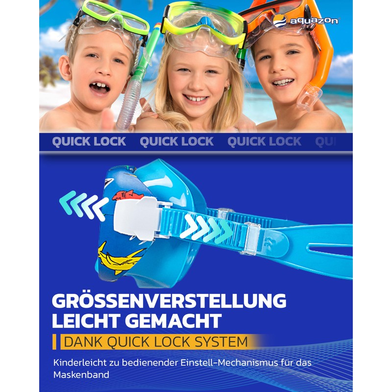 aquazon Kids Waterproof Junior Children's Snorkelling Goggles, Diving Goggles, Swimming