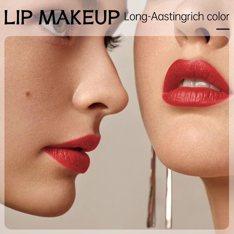 KXmzeG Matte True Red Lipstick Lip Liner Crayon, Hydrating and