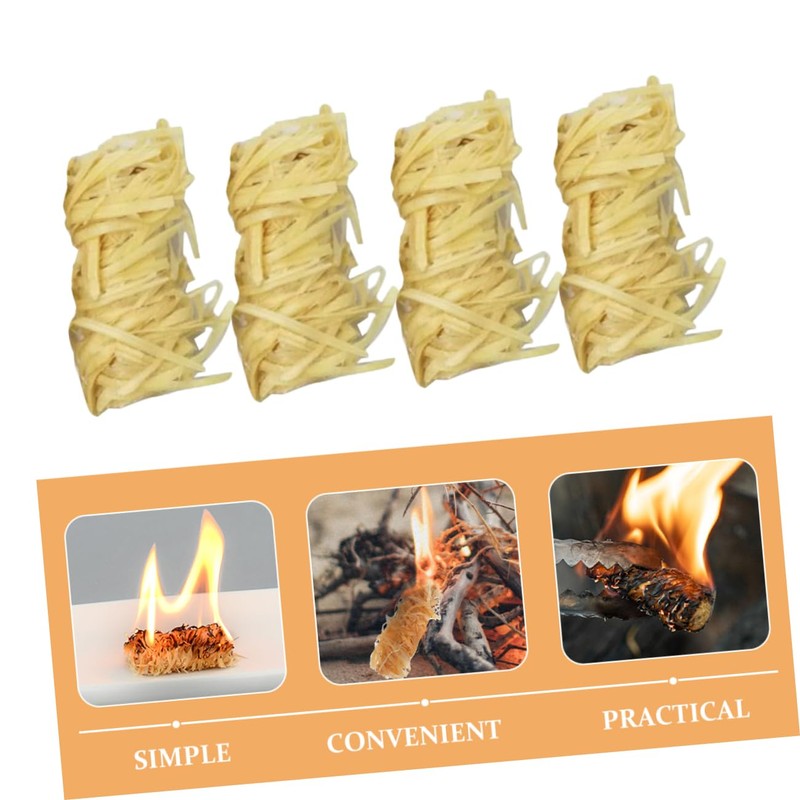 IWOWHERO 50pcs Wooden Firelighters Carbon Wax Sticks Natural Igniters for