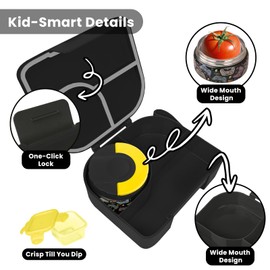 Bento Box for Kids, 3 Compartment Kids Lunch Box with 10oz Leak Proof Thermos Food Jar, Easy-Open Latch, Dishwasher Safe, Ideal for School, Daycare, Travel with Portable Handle (Game Controller)
