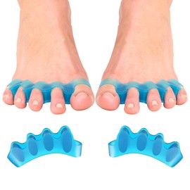 Toe Spacers(1 Pair), Gel Toe Separators to Correct Toes, Bunion Corrector for Women Men Toe Spacer Hammer Toe Straightener Toe Stretcher Big Toe Separators (Blue)