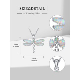 Dorunmo Dragonfly Necklaces 925 Sterling Silver Opal Necklaces for Women Dragonfly Pendant Necklace Dragonfly Jewelry Dragonfly Gifts for Women Christmas