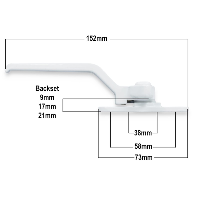 WMS uPVC Window Handle Cockspur Window Handle White Douable Glazed