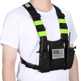 abcGoodefg Radio Chest Harness with Reflective Strips Radio Shoulder Vest Holster Holder Two Way Radio Walkie Talkie with Front Pack Pouch