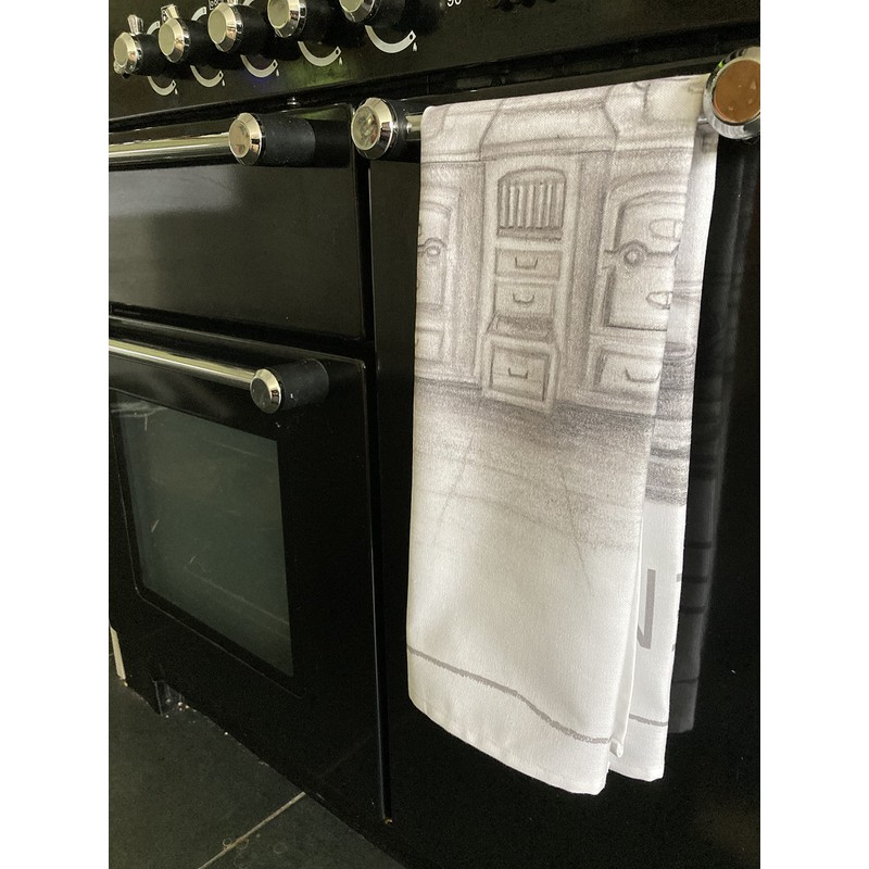 ROCK THE HOME Kitchen Design Tea Towel - White, Absorbent,