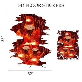 SENGTER Removable 3D Wall Stickers, PVC Material, Volcano Flame & Lava Ocean Decor, 2 Pack, Waterproof, for Living Room, Bedroom, Nursery, School, Office Decor