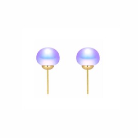 PearlLives Pearl Earrings 18K Gold Plated 925 Sterling Silver Stud Earrings Button Simulated Shell Pearl Earring Studs Hypoallergenic For Women (10MM Purple Button Pearl Stud Earrings)