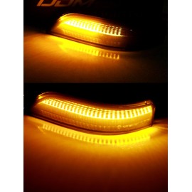 iJDMTOY Black-Out Smoked Lens Full LED Strip Dynamic Sequential Blink/Flow Side Mirror Turn Signal Light Assembly Kit Compatible with 2005-2013 Acura RL