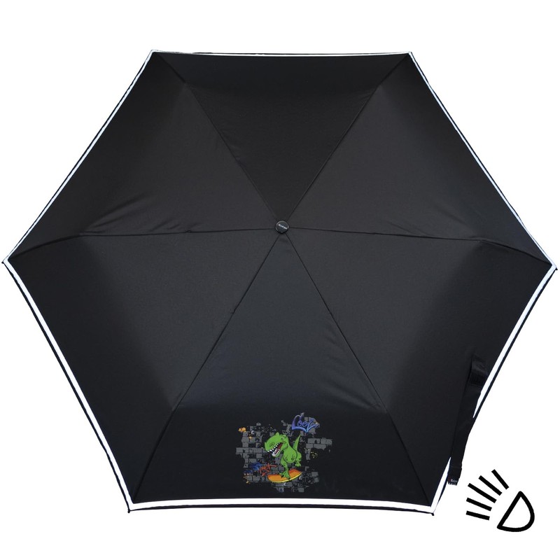 Knirps children's compact umbrella with reflective trim., T-rex