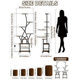Plant Stand Indoor with Grow Lights 64" Tall Plant Shelf with Wheel Lighted Corner Plant Stands for Indoor Growing Multiple Metal 8 Tiered Large Flower Holder Plant Rack for Home Patio Balcony