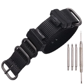 XBHWS Nylon Strap Adapter Compatible with Casio G-Shock 16mm series GA110 100 700 DW-5600 DW-5900 DW-6100 GD120 Men Watch replacement bands - Black