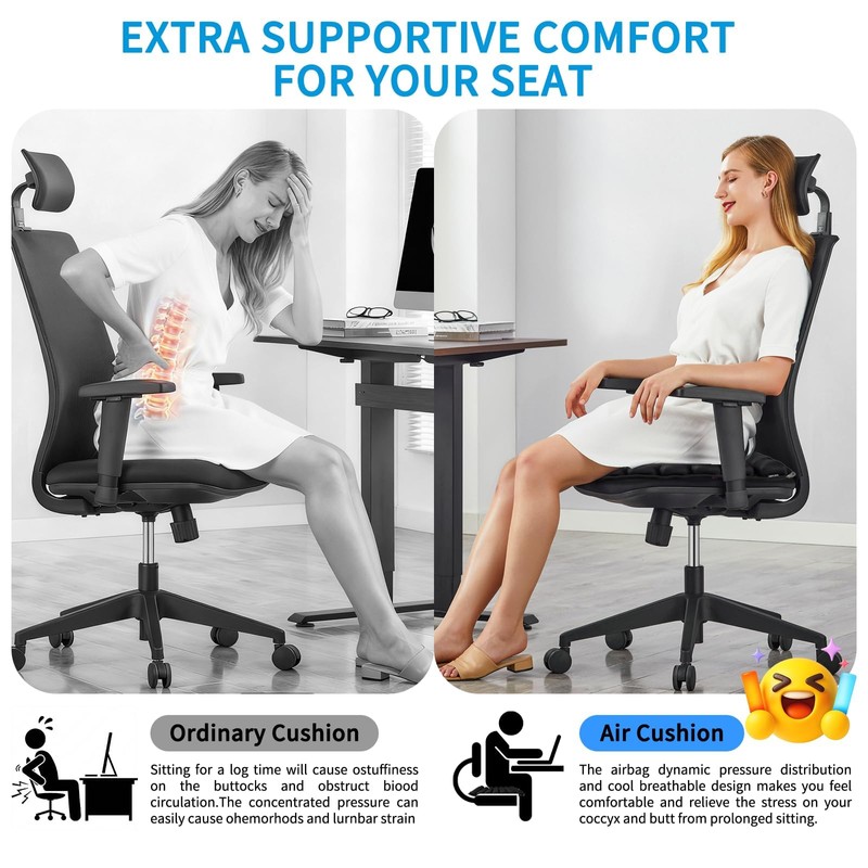 Inflatable Travel Cushion Airplane Seat with Pump for Office Chair,